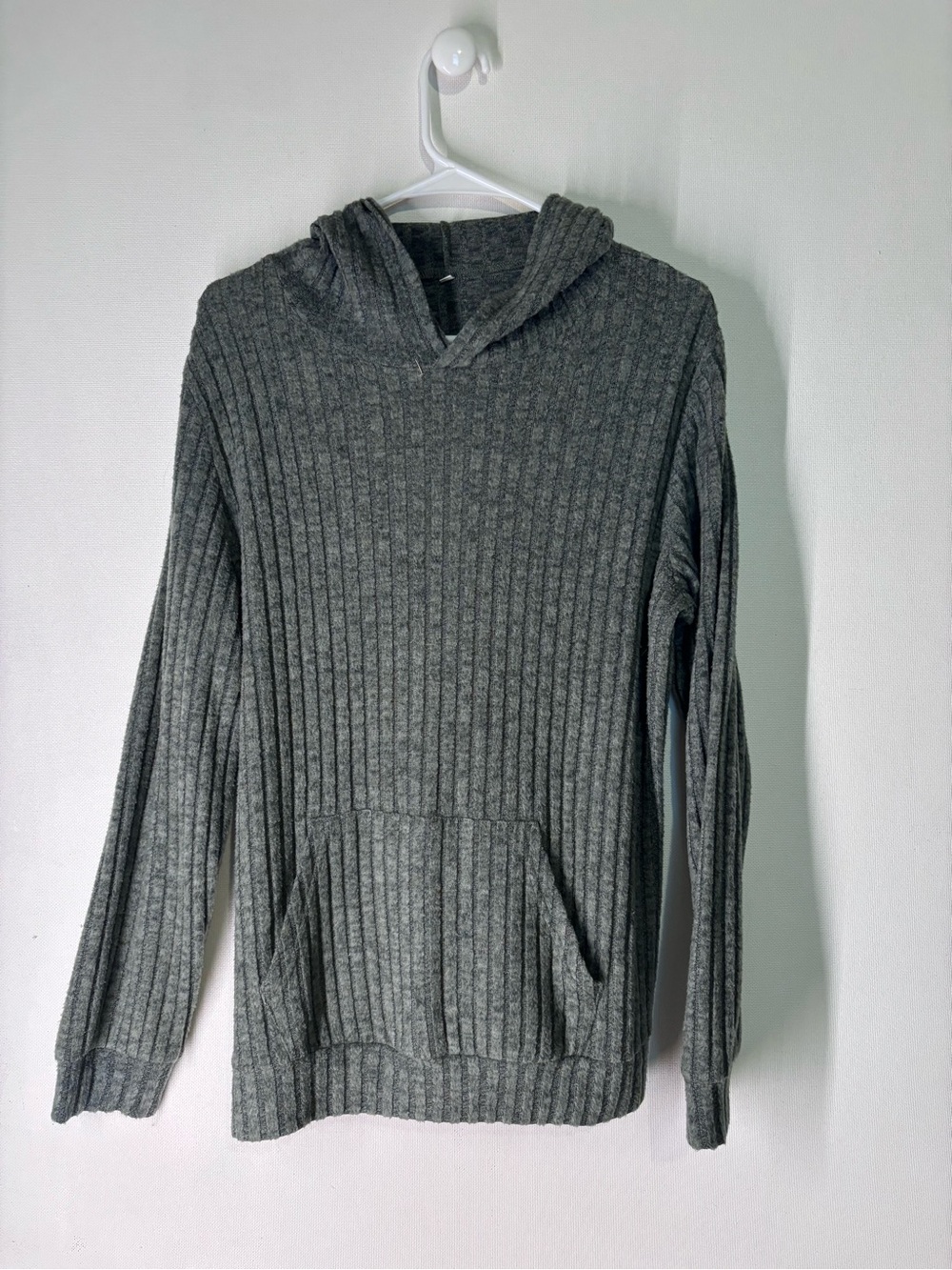 Maternity Ribbed Crewneck Hoodie Sweater - Gray